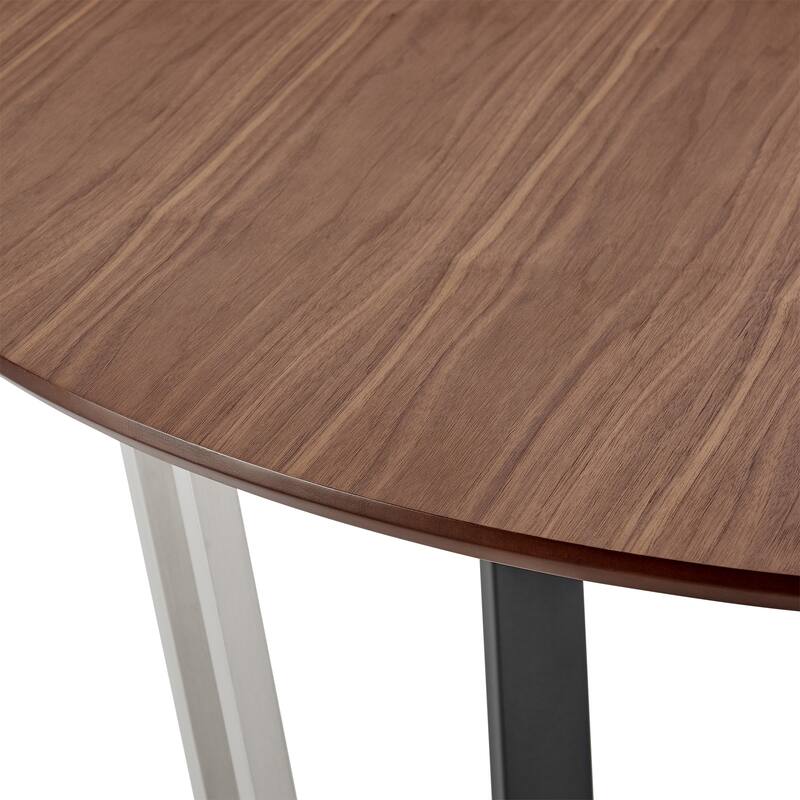 Joana Anastasia 5 Piece Round Walnut Dining Table Set with Metal Frame and Upholstered Chairs