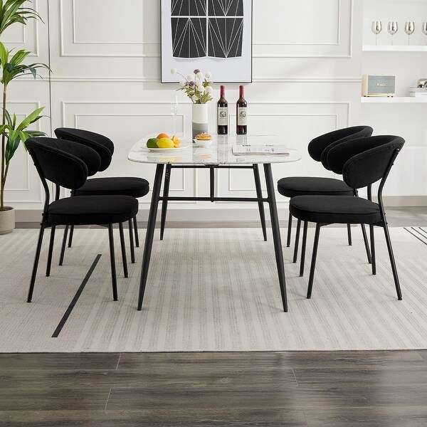 m*h様 SISANDI MIES CLASSIC midnight black XINMICS Dining Chairs with Curved Backrest, Modern Fabric