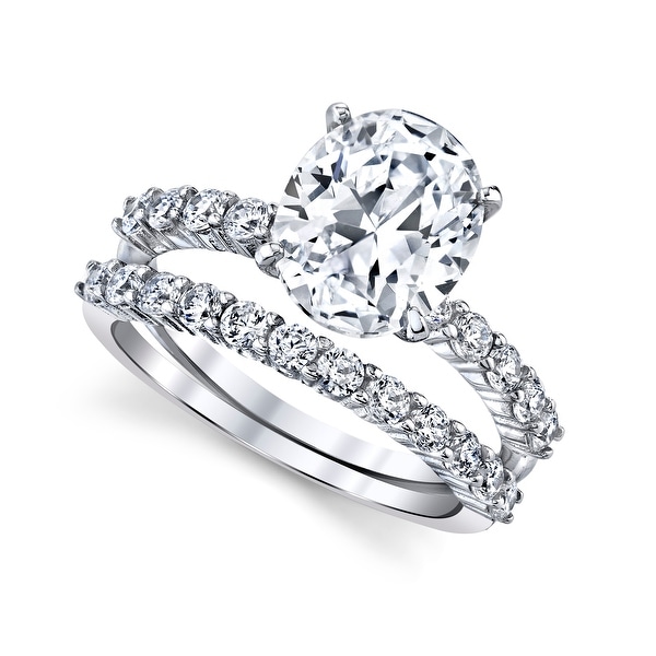 Oval cubic zirconia wedding set Clearance