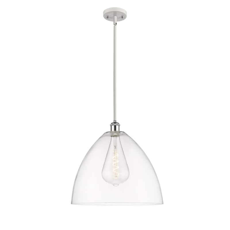 Innovations Lighting Bristol Glass 1 Light 16" Pendant - Clear/White and Polished Chrome