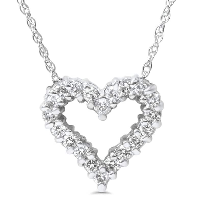 1/2ct Diamond Heart Pendant White Gold