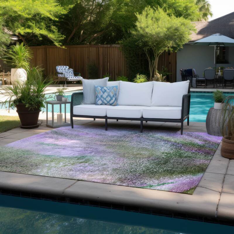Almisi Contemporary Abstract Weather Resistant Modern Chic Outdoor Rug