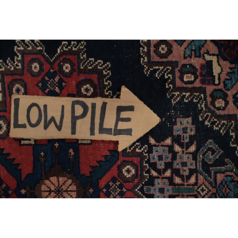 Hand Knotted Oriental 100% Wool Carpet Traditional Geometric Navy Blue & Blues Afshar Area Rug - 3' 10'' X 3' 1''