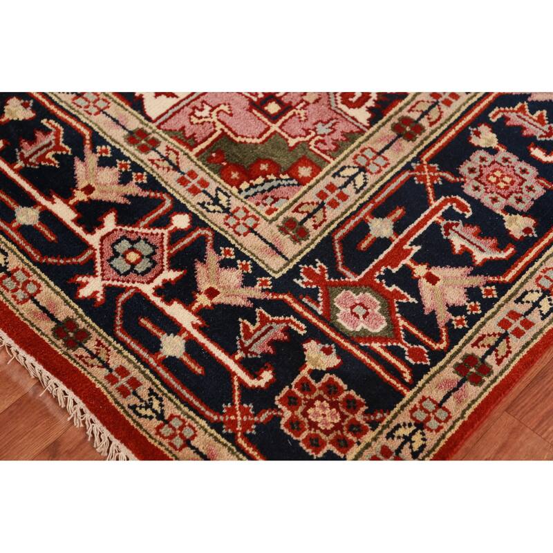 Geometric Heriz Serapi Indian Area Rug Handmade Wool Carpet - 8'9" x 11'7"