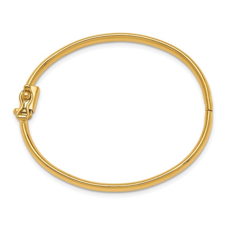 Curata 14k Yellow Gold Polished 3.75mm Hinged Safety Clasp Baby Bangle Bracelet
