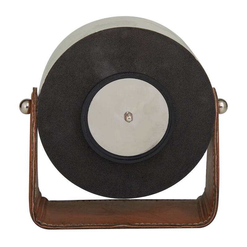 Silver or Gold Stainless Steel Metal Decorative Clock with Leather Stand