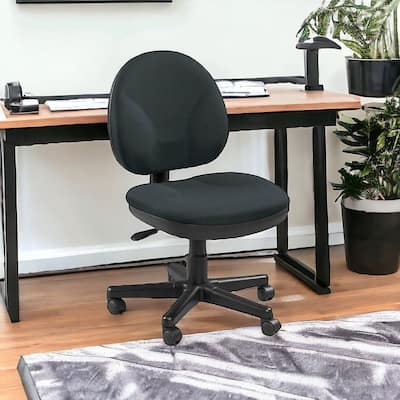 HomeRoots Ebony and Black Adjustable Swivel Fabric Rolling Office Chair