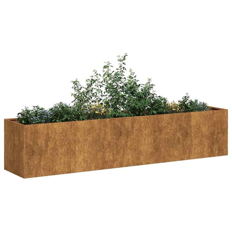 vidaXL Planter Raised Garden Bed Plant Flower Stand Rusty Weathering Steel - 78.7" x 15.7" x 15.7"