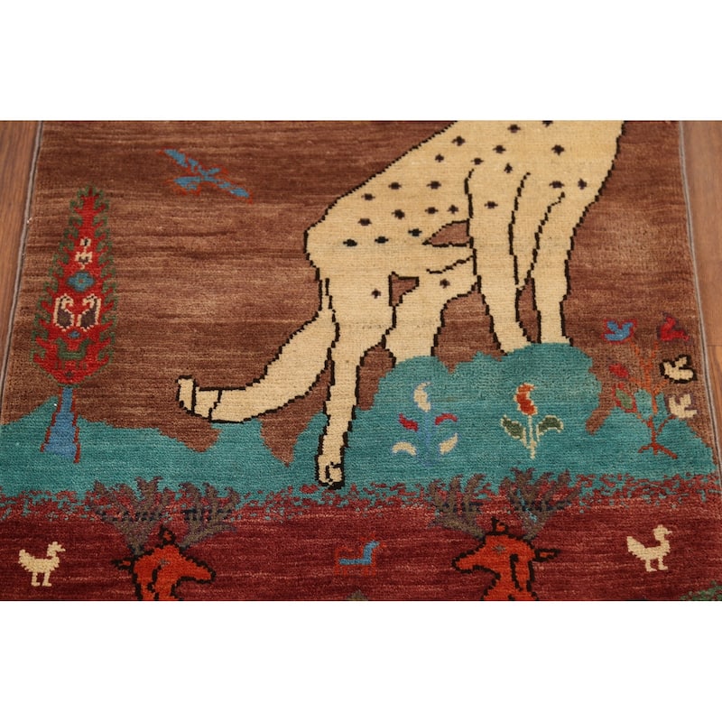 Animal Pictorial Kazak Oriental Accent Rug Handmade Wool Carpet - 2'1"x 2'10"