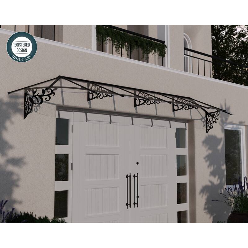 Lily 3 ft. Black/Clear Door and Window Awning