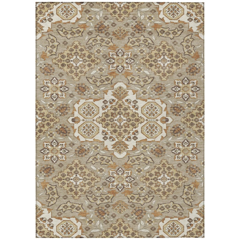 HomeRoots Medallion Traditional Rectangle Outdoor Rug