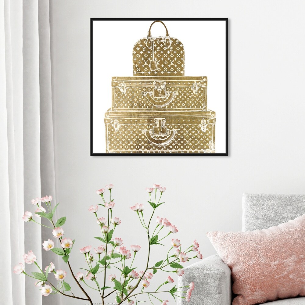 New Oliver Gal Louis Vuitton LV Trunk Red Flowers Canvas Wall Art