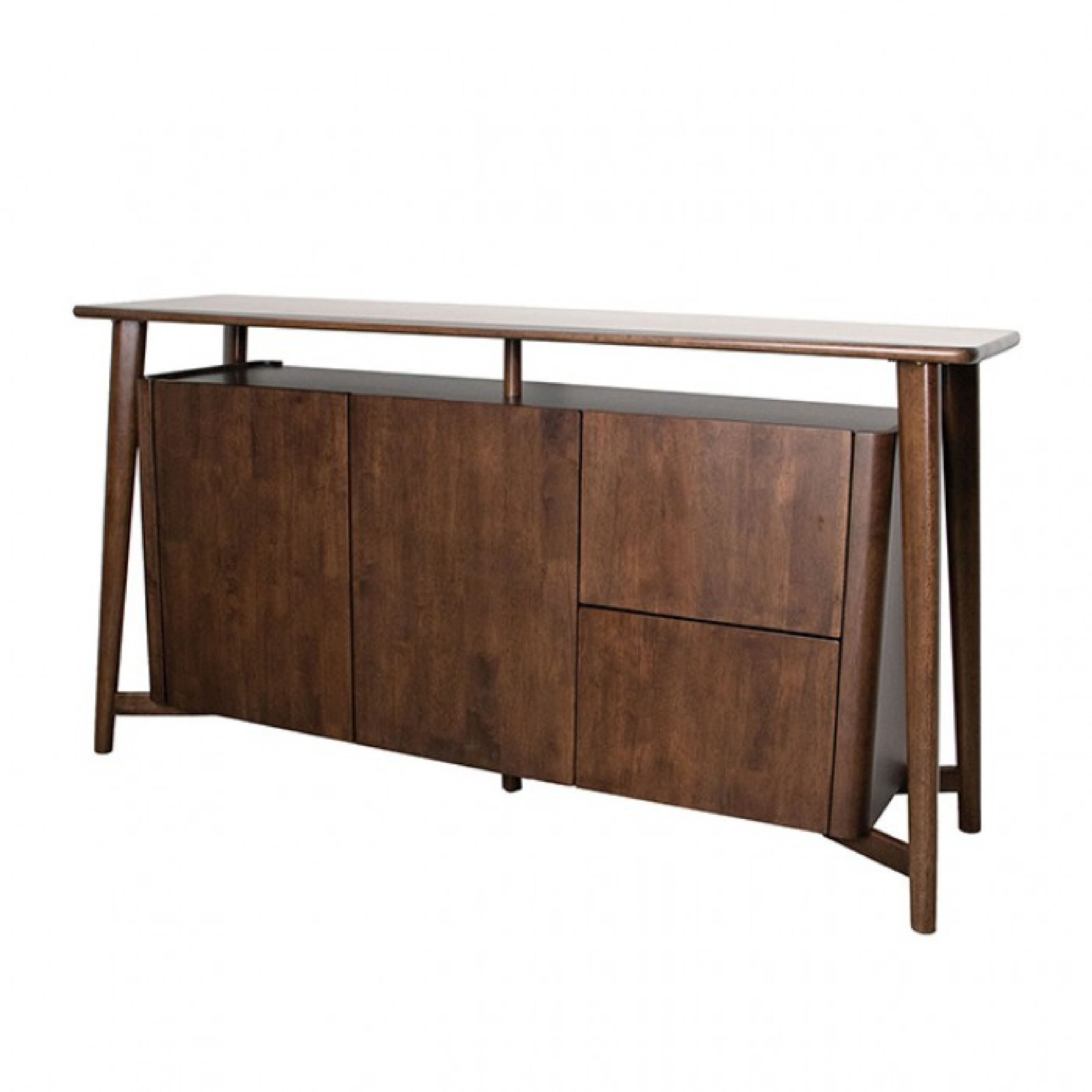 Ziva Sideboard Buffet Console, 2 Drawers and Doors, Brown Wood 67