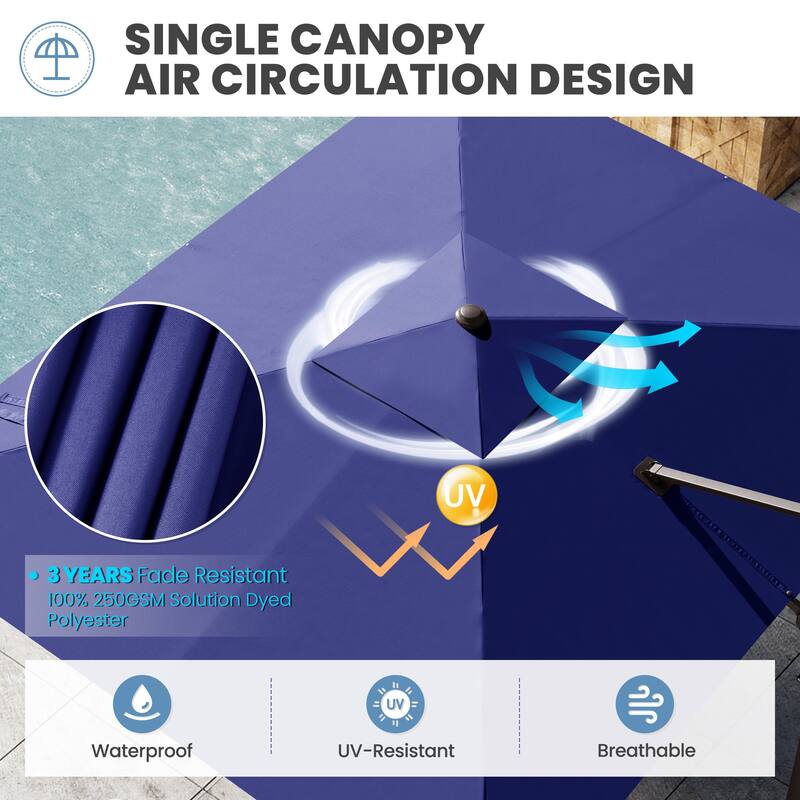 11 x 9 FT Rectangle Outdoor Premium Patio Cantilever Offset Umbrella