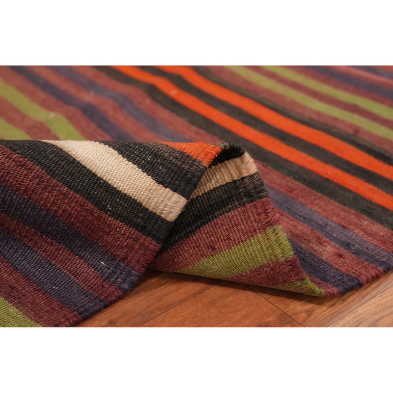 Hand Woven Oriental 100% Wool Carpet Southwestern Geometric Multi-Colored Kilim Area Rug - 6' 6'' X 5' 4''