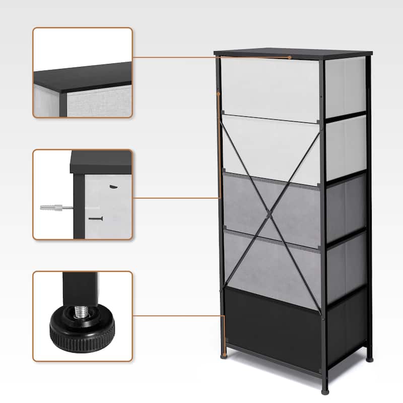 VredHom 5 Drawers Vertical Dresser Storage Tower