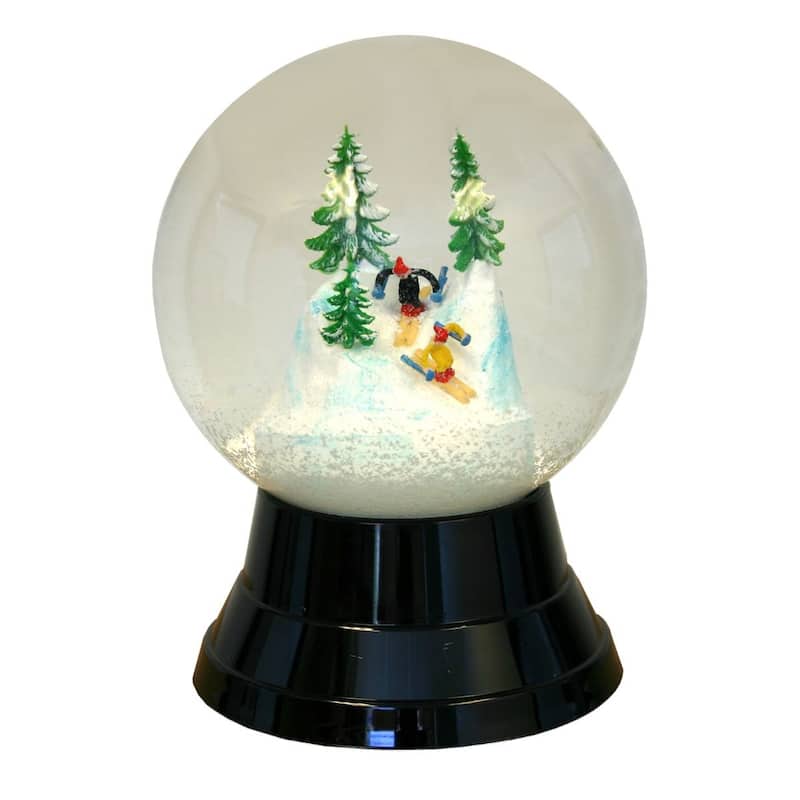 7" Perzy Large Skiers Christmas Snow Globe