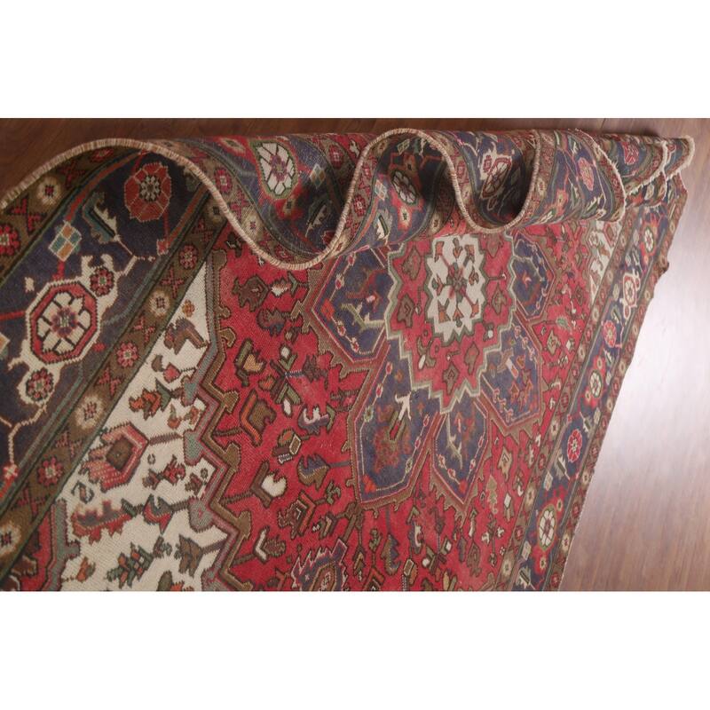 Hand Knotted Oriental 100% Wool Carpet Traditional Medallion Red Heriz Area Rug - 9' 6'' X 6' 3''