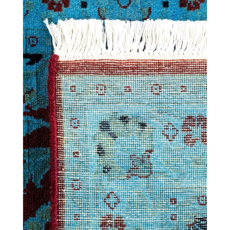 Overton Hand Knotted Wool Vintage Inspired Modern Contemporary Overdyed Blue Runner Rug - 2' 6" x 10' 4"