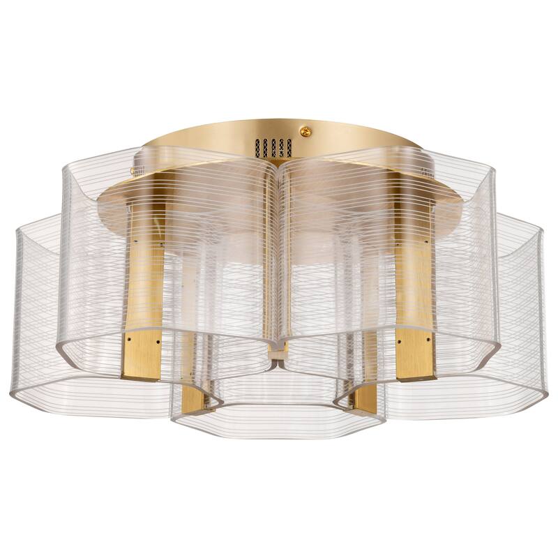 Kenzo LED 5 Light Flush Mount Vintage Brass Finish Light Guide Panel - Polished Anodized Bronze
