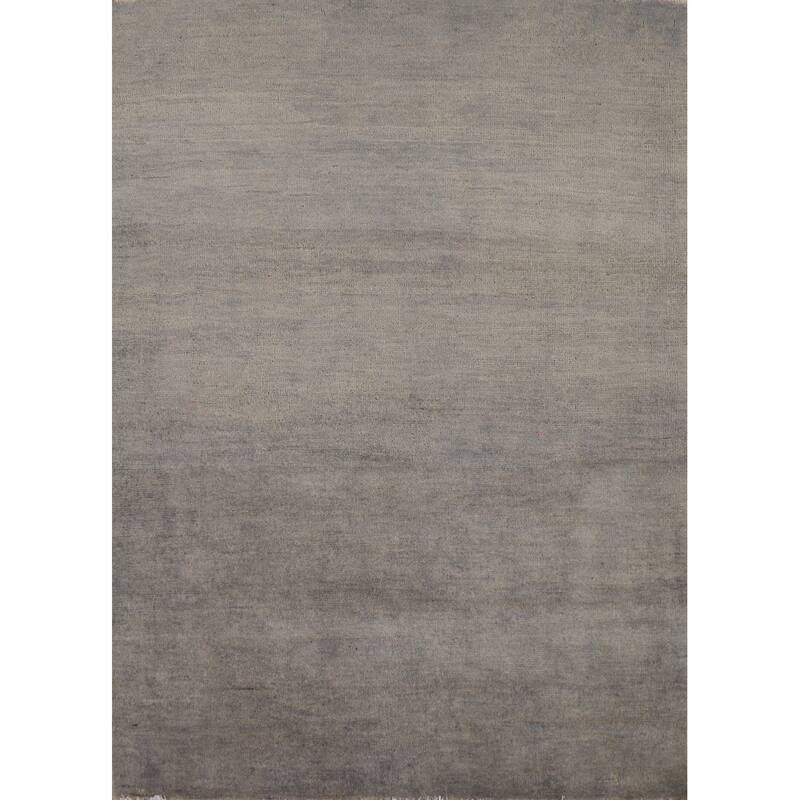 Hand Knotted Oriental 100% Wool Carpet Modern Solid Greys & Charcoal Gabbeh Area Rug - 4' 4'' X 3' 4''