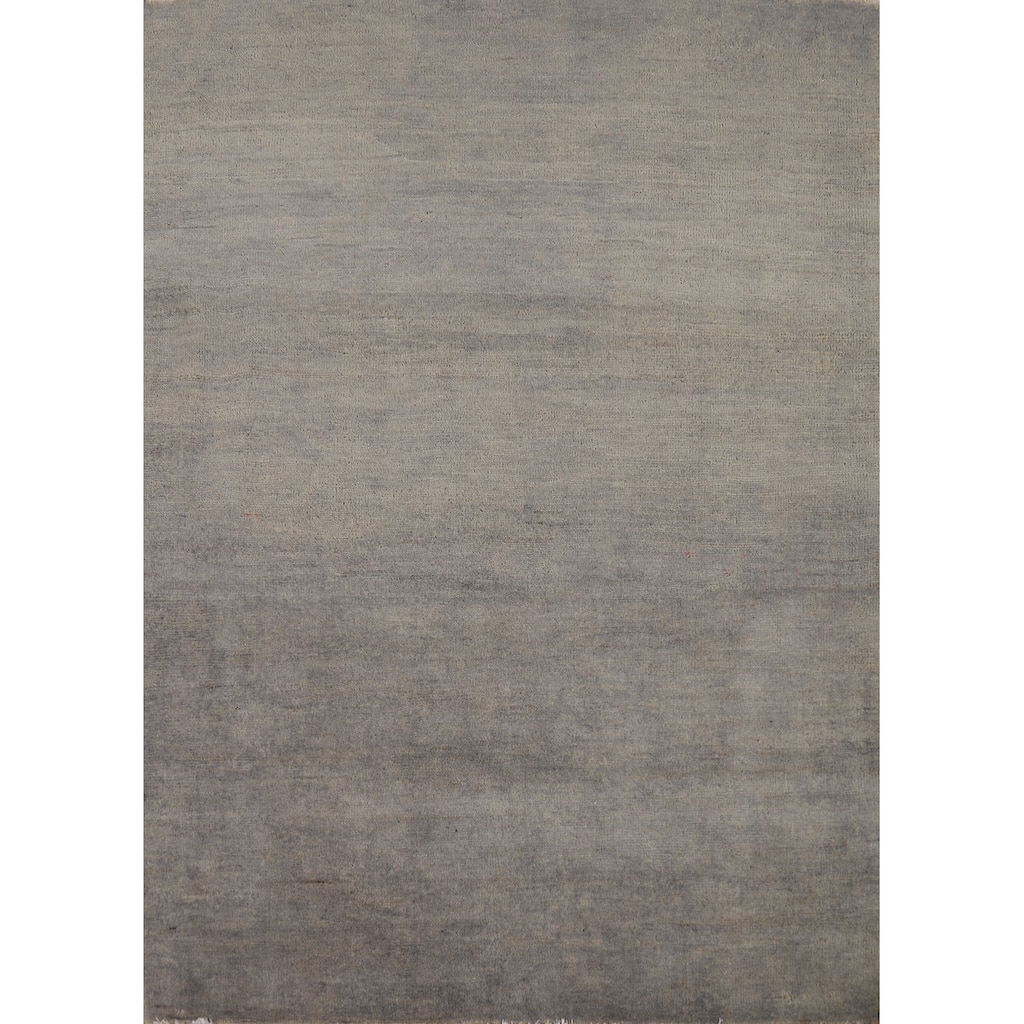 Hand Knotted Oriental 100% Wool Carpet Modern Solid Greys & Charcoal Gabbeh Area Rug - 4' 4'' X 3' 4''