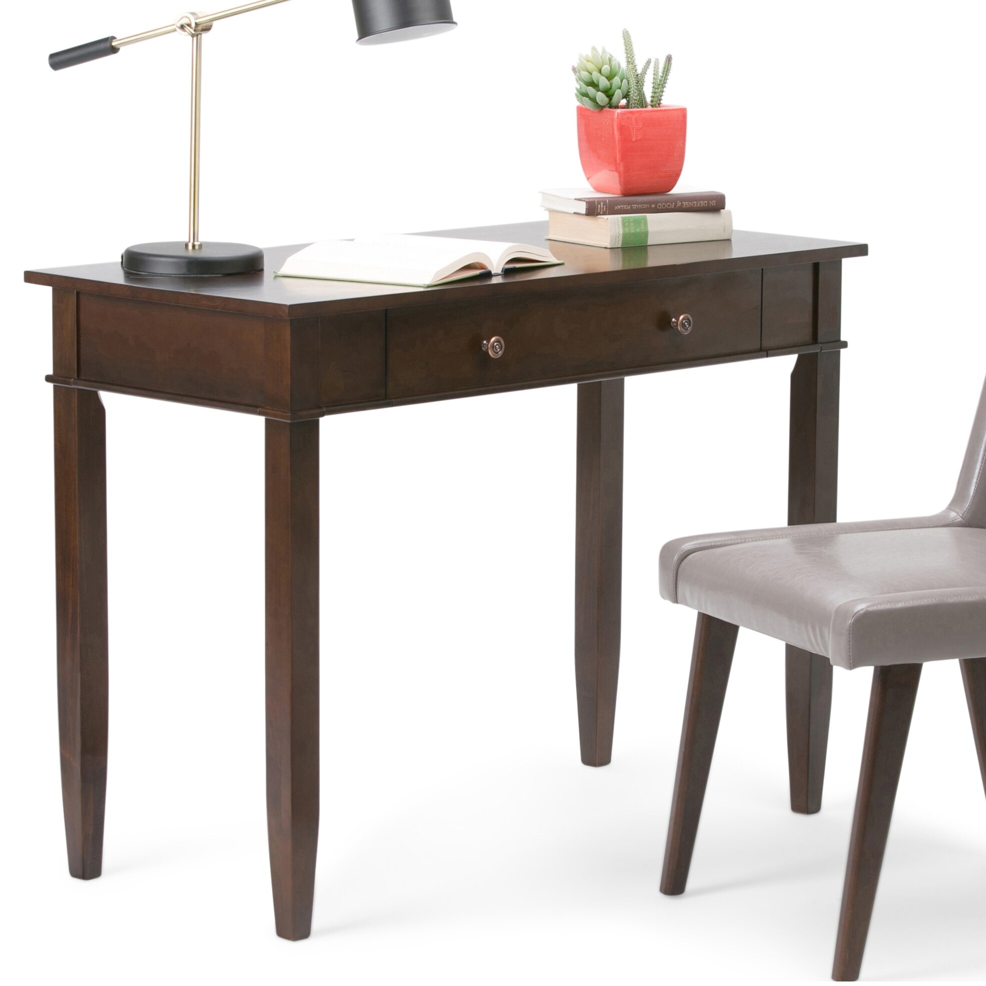 Shop Wyndenhall Sterling Solid Wood Contemporary 42 Inch Wide Home Office Desk Overstock 9087132