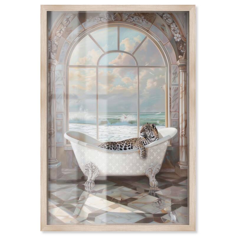 Jaguar Arch Bathroom Glam Shadowbox by Art Remedy - Natural - 24" x 36"