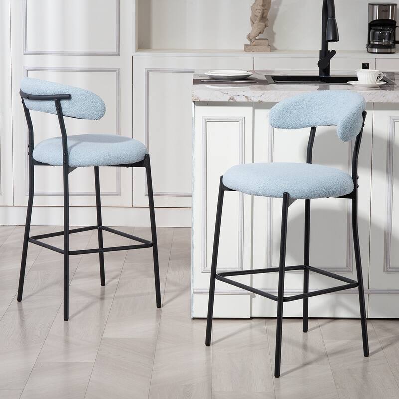 Counter Height Bar Stools Set of 2, Dining Chairs with Curved Backrest, Kitchen Island Chairs with Footrest and Metal Legs