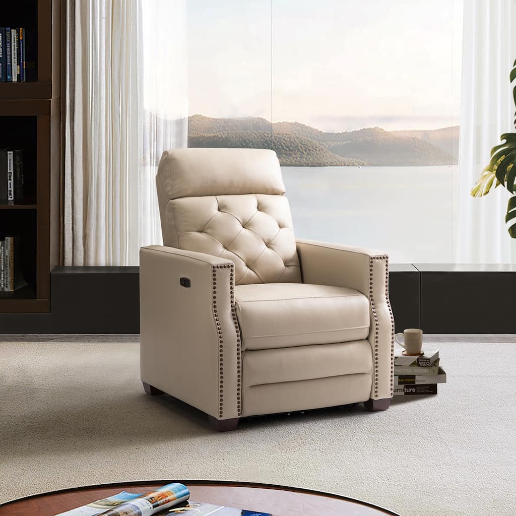 Alina 31.50" Wide Genuine Leather Power Recliner with USB Port