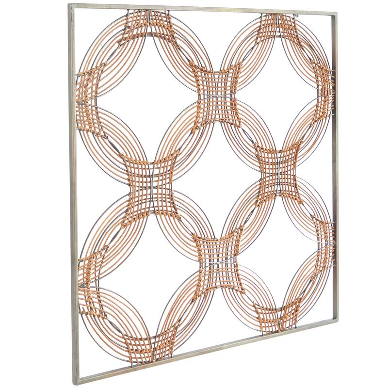 Brown Metal Quatrefoil Geometric Wall Decor with Black Frame