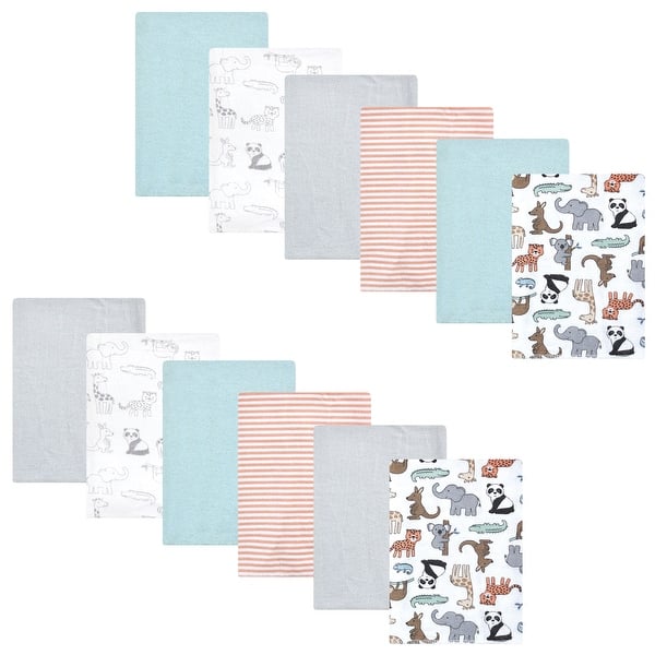 slide 1 of 1, Hudson Baby Unisex Baby Cotton Flannel Burp Cloths Bundle, Zoo Animals, One Size - Zoo Animals - One Size One Size - Zoo Animals