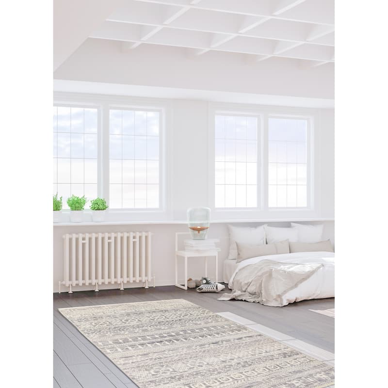 ECARPETGALLERY Hand-knotted Silk Shadow Dark Grey Wool Rug - 3'6 x 5'11
