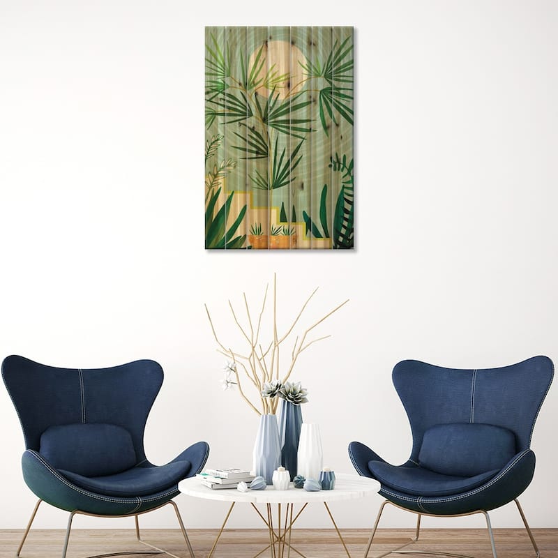 Summer Moon Print On Wood by Modern Tropical - Multi-Color