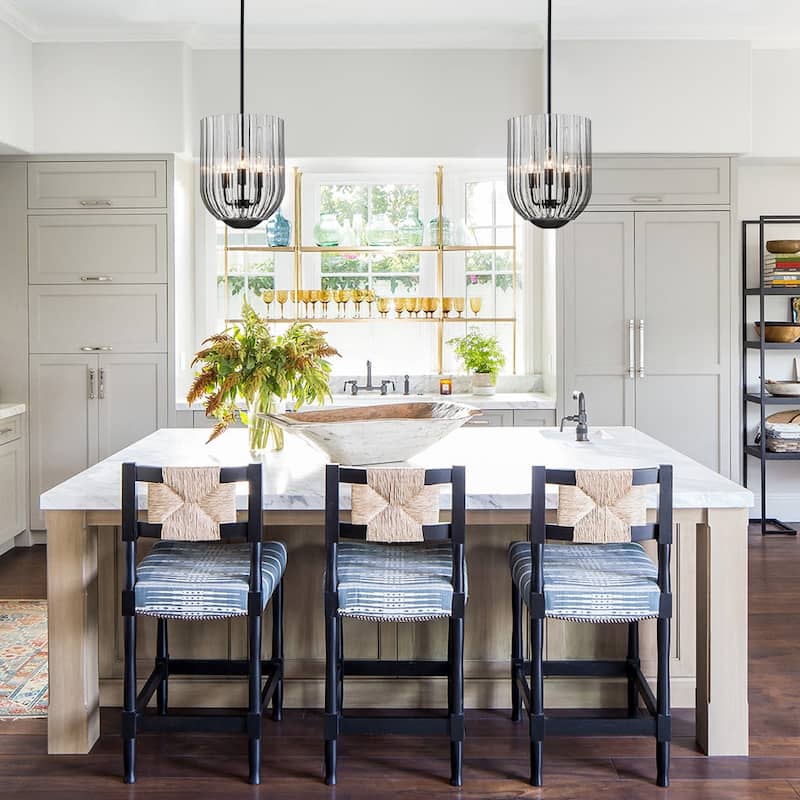 3-Light Midcentury Gradient Striped Wineglass-shape Pendant - 11.0 in