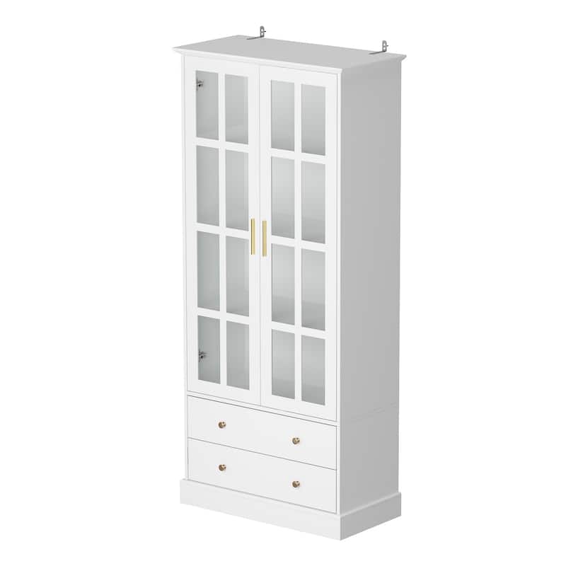 70.1" Storage Cabinet Display Cabinet Kitchen Pantry Cabinet, Cupboard