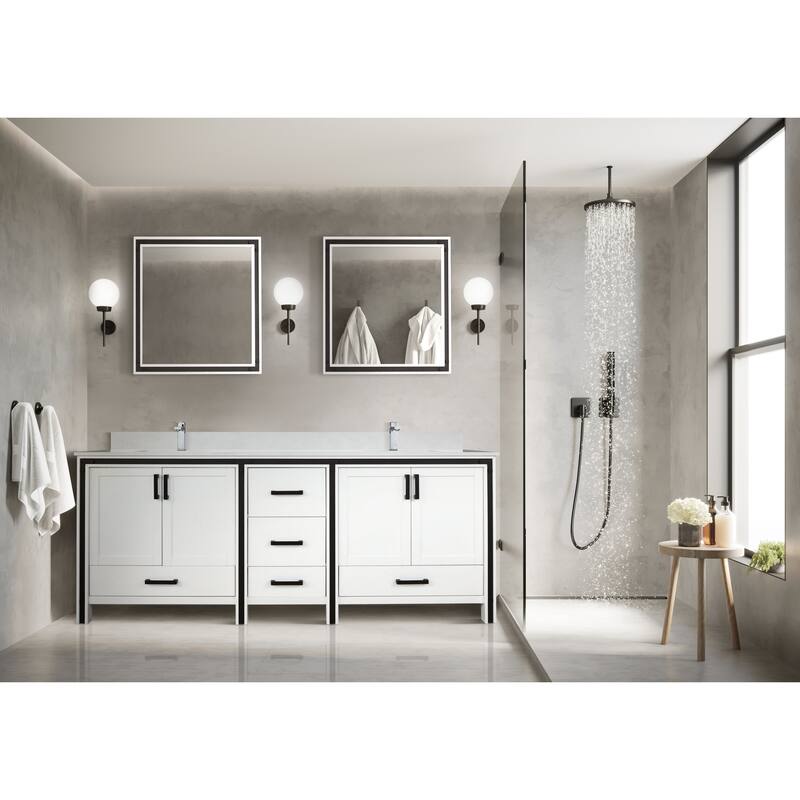 Ziva Bath Vanity, White Quartz Top and Mirrors