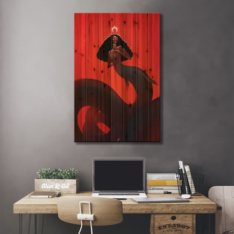 Obsidian Trove Print On Wood by Ejiwa Ebenebe - Multi-Color