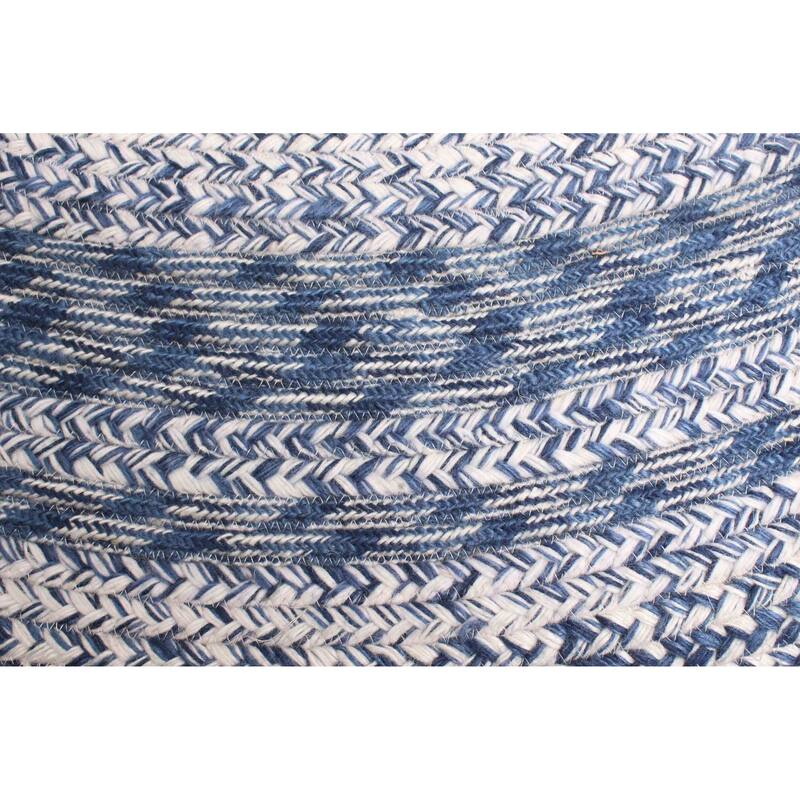 ECARPETGALLERY Braid weave Sienna Blue Wool Rug - 4'10 x 4'10