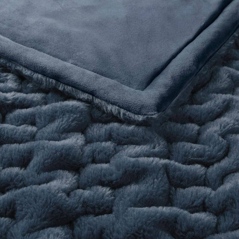 Madison Park Ruched Fur Throw