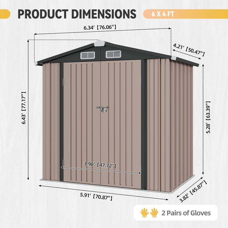AOXUN Outdoor Storage Shed with Lockable Doors and Air Vents for Garden