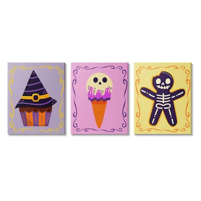 Stupell Varied Halloween Desserts 3 Piece Canvas Wall Art Set Design by Lil' Rue