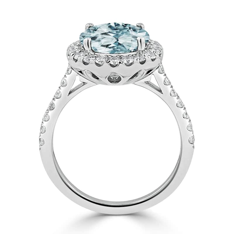Auriya 2ct Fancy Round Aquamarine and Halo Diamond Engagement Ring 5/8ctw 14k Gold