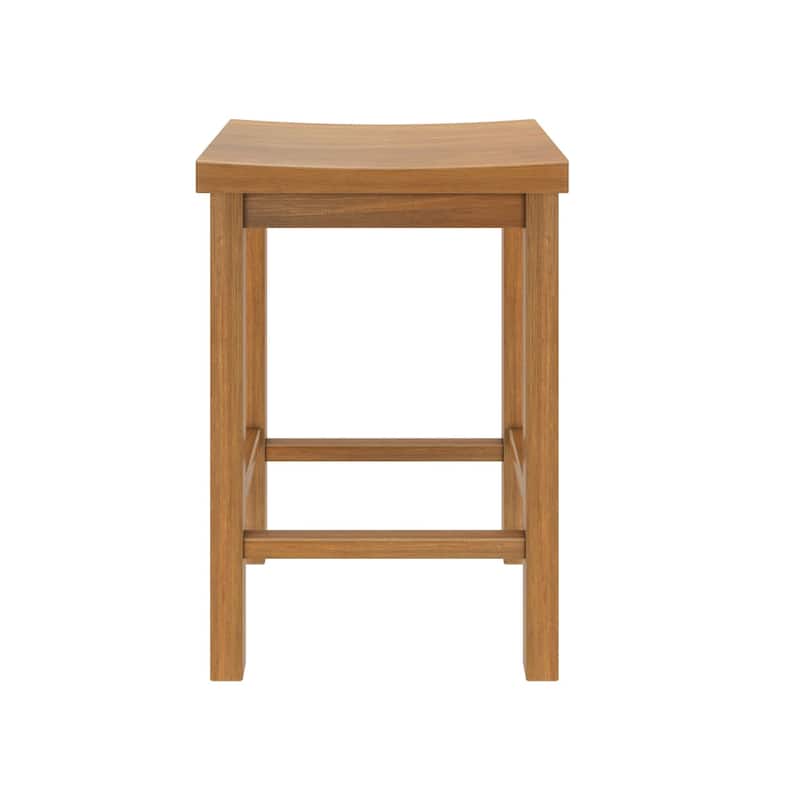 Now Furniture Solid Wood Backless Saddle Seat Counter Height Stool