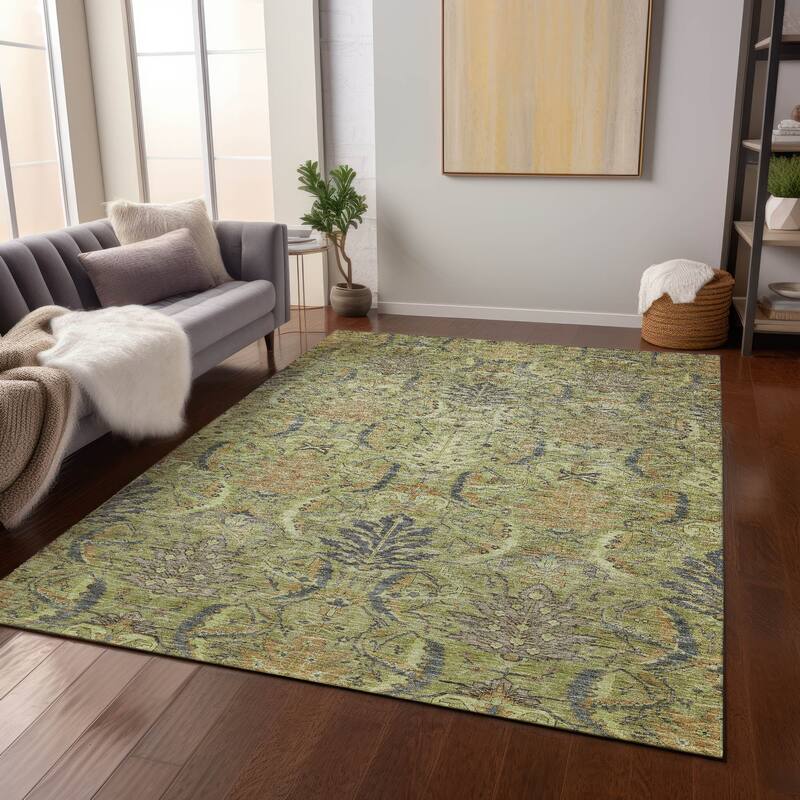 Machine Washable Indoor/ Outdoor Boho Traditional Chantille Rug
