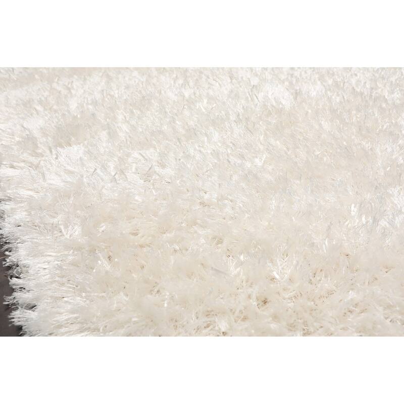 Hand Made White Polyester Modern & Contemporary Oriental Area Rug