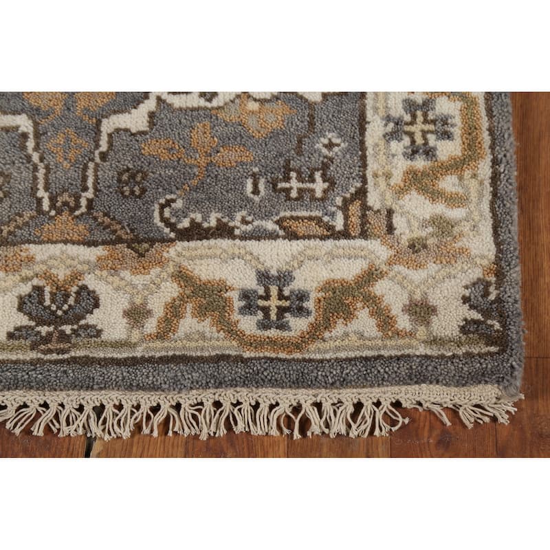 All-Over Gray Oushak Oriental Runner Rug Hand-Knotted Wool Carpet - 2'7"x 11'2"