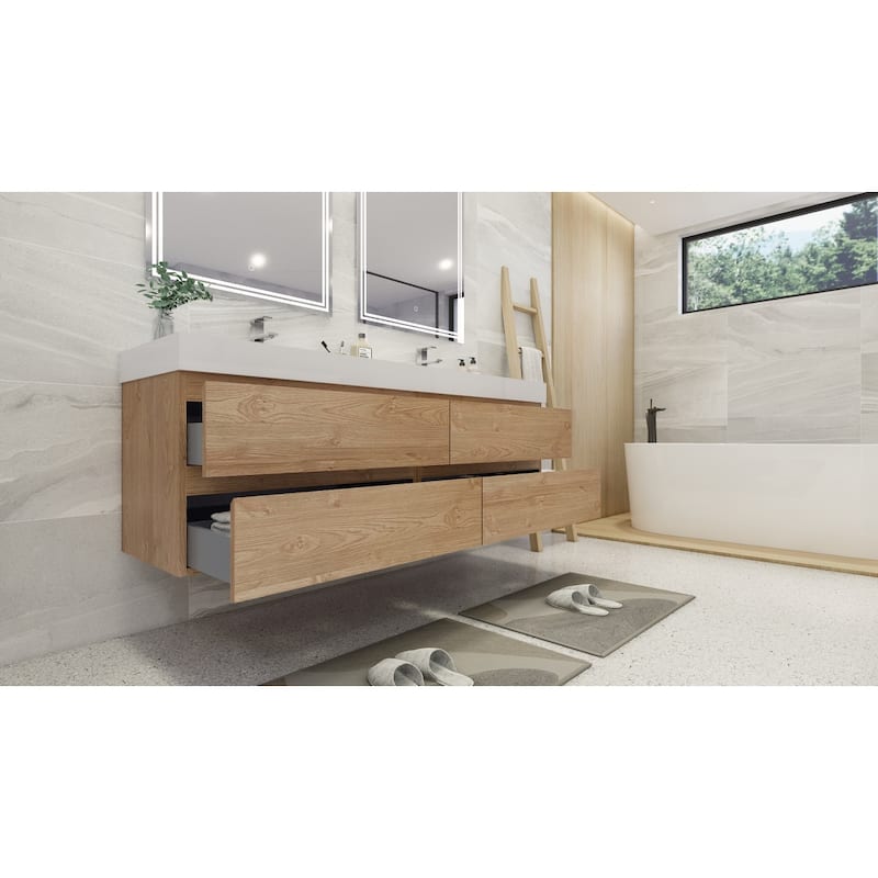 Baillie 84'' Wall-Mounted Vanity with Double Reinforced Acrylic Sink