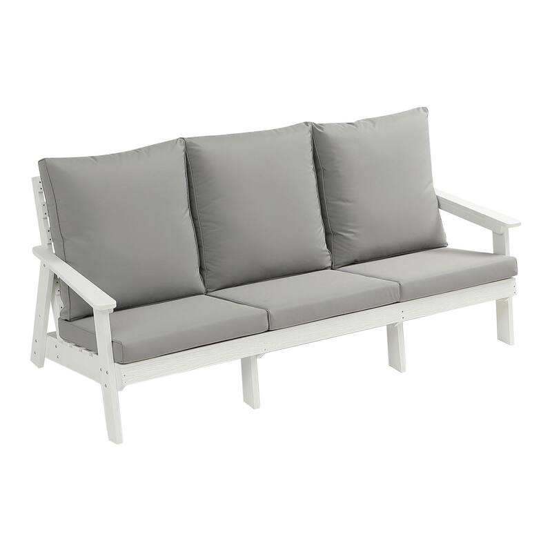 Outdoor Sofa with Cushions - White