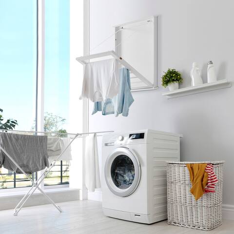 Danya B. Folding Wall Mounted Drying Rack - White